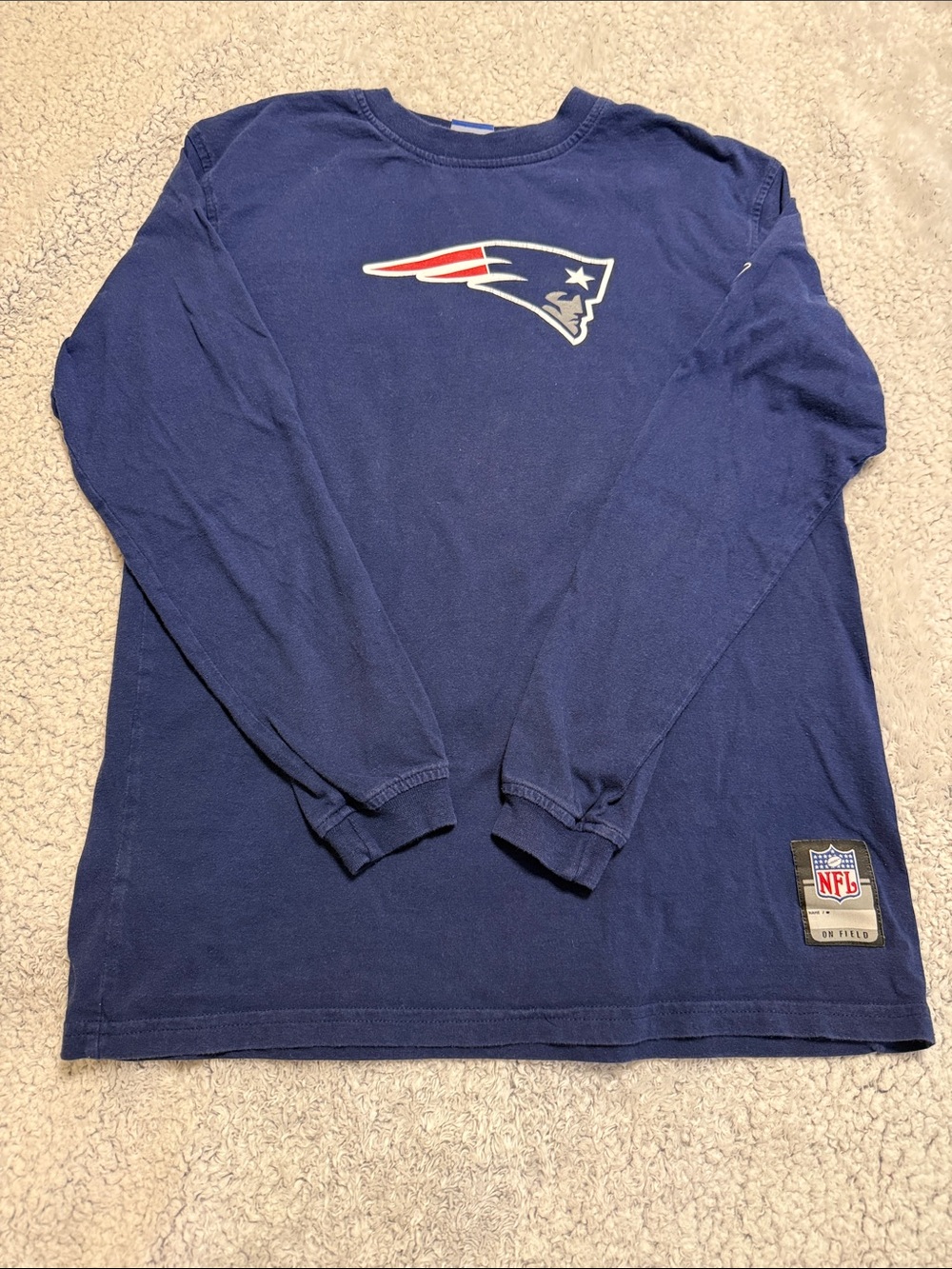 Reebok Navy Long Sleeve Patriots Logo Tee